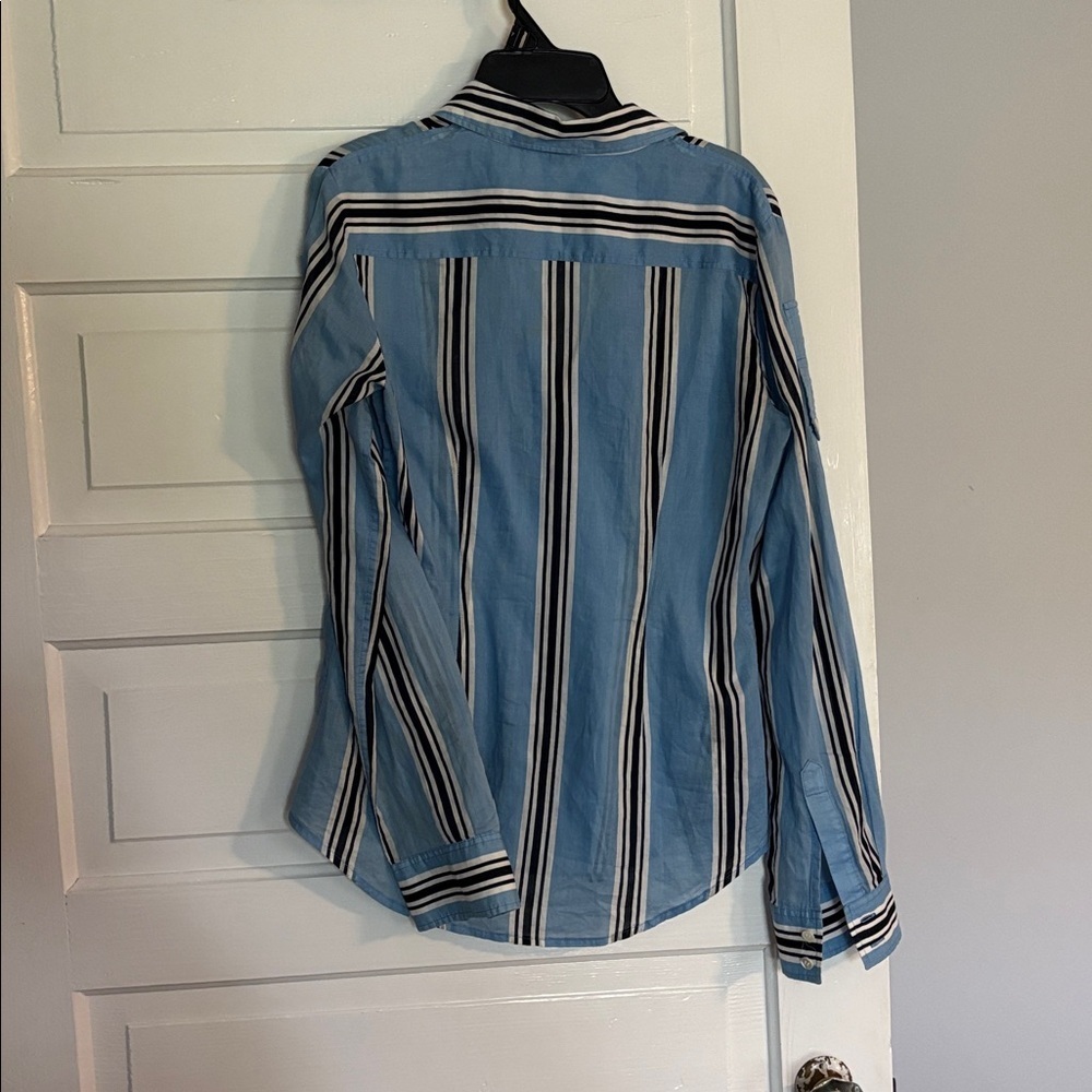 Theory Blue and White Striped Shirt - Picture 4 of 4